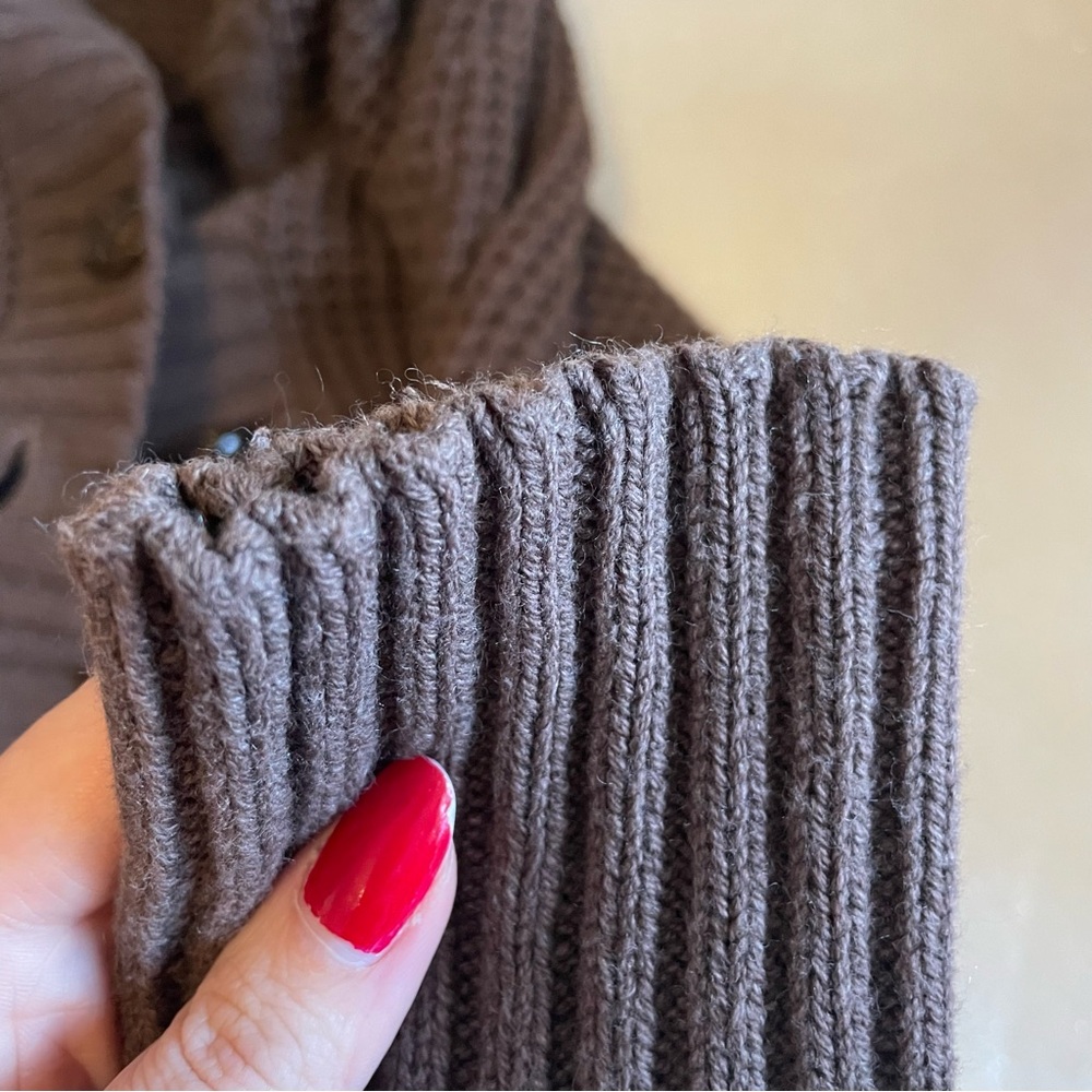 Y2K AEROPOSTALE BROWN KNIT CARDIGAN SWEATER WITH HOOD✨ - Picture 7 of 8